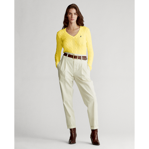 Lemon Cable-Knit V-Neck Jumper Polo Ralph Lauren 3