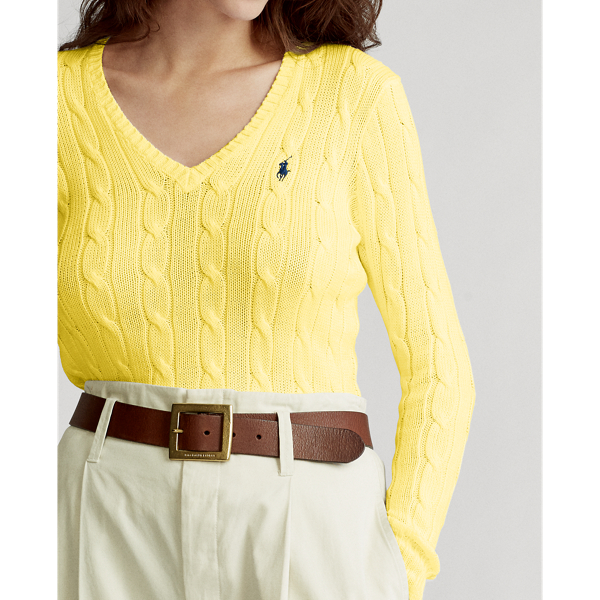 Lemon Cable-Knit V-Neck Jumper Polo Ralph Lauren 5