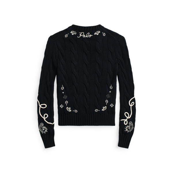 Black Embroidered Cable-Knit Jumper Polo Ralph Lauren 6