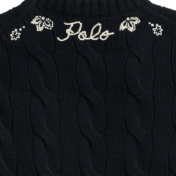 Black Embroidered Cable-Knit Jumper Polo Ralph Lauren 7