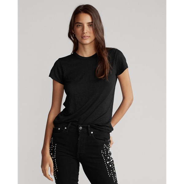 Black Linen Crewneck Tee Polo Ralph Lauren 4