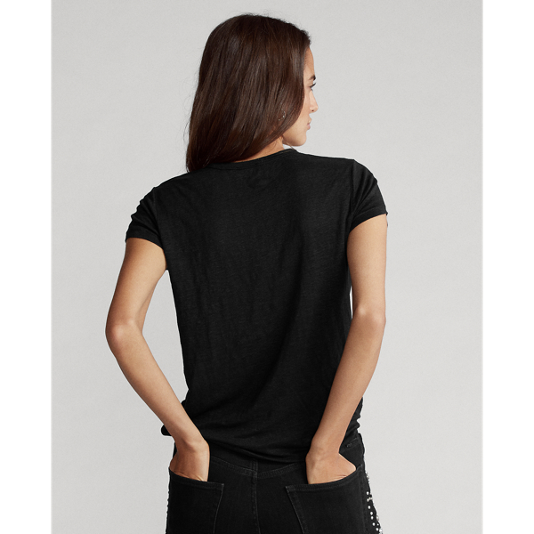 Black Linen Crewneck Tee Polo Ralph Lauren 5