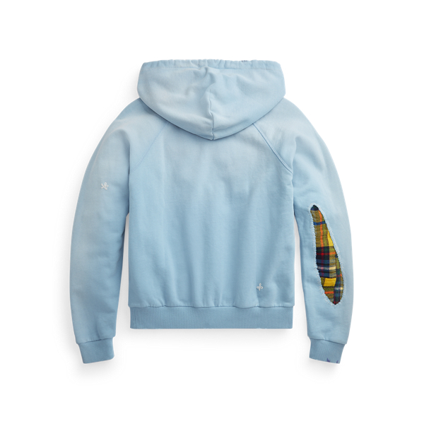 Carolina Blue Patchwork Fleece Hoodie Polo Ralph Lauren 7