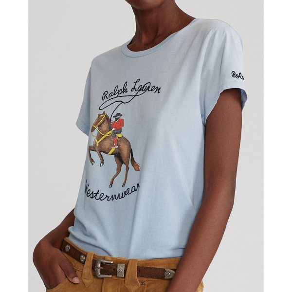 Estate Blue Cowboy Graphic Cotton Tee Polo Ralph Lauren 5
