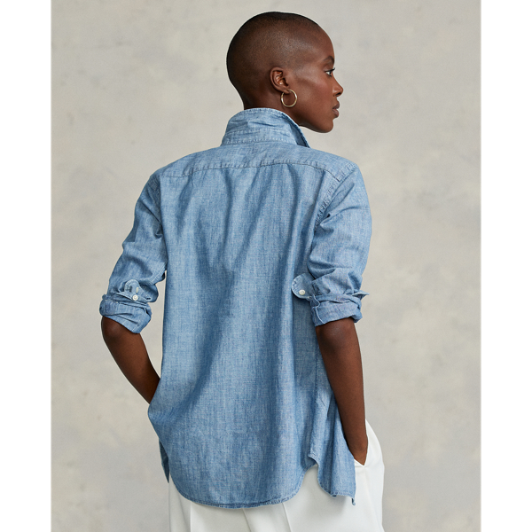 Chemise droite en chambray de coton Polo Ralph Lauren en Indigo 5