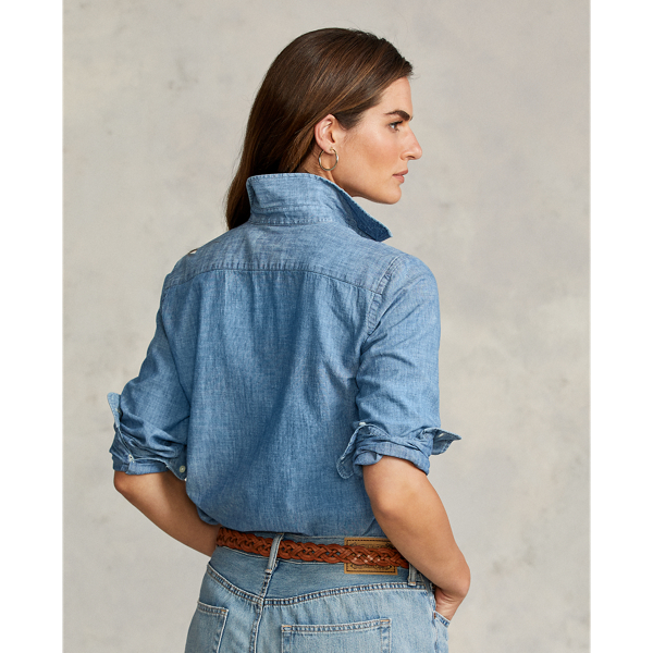 Chemise droite en chambray de coton Polo Ralph Lauren en Indigo 9