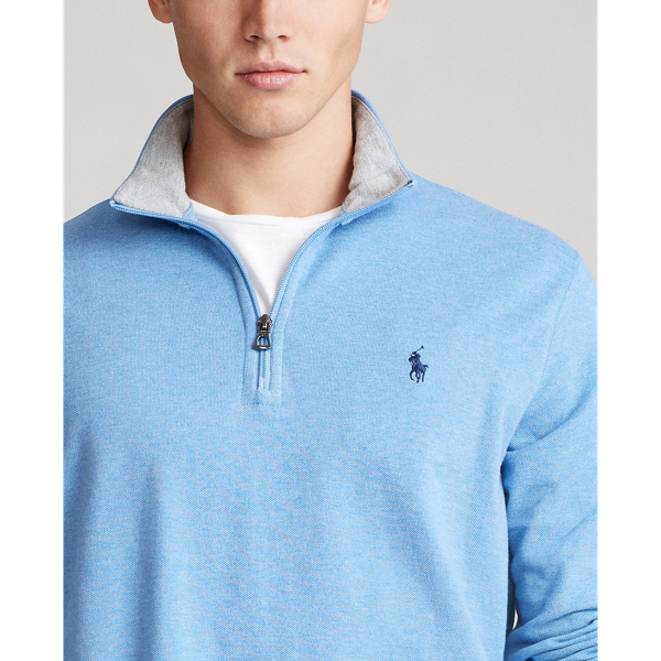 Soft Royal Heather/C9979 Mesh Quarter-Zip Pullover Polo Ralph Lauren 6