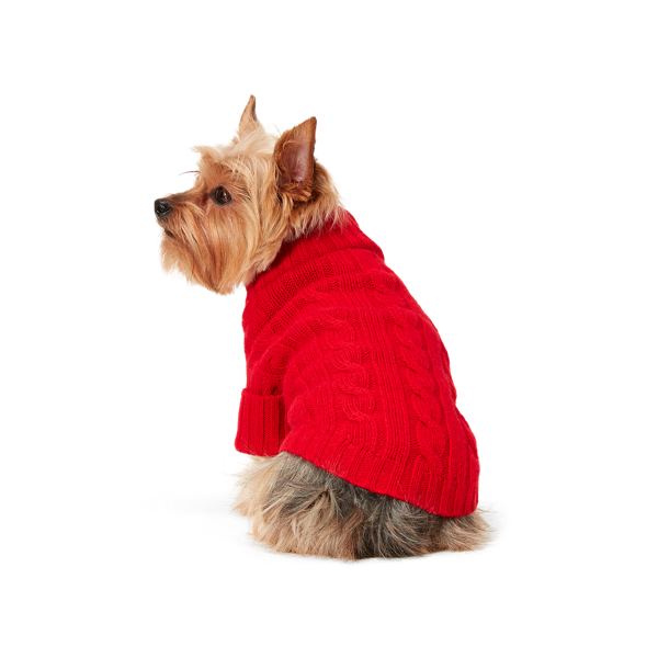 Ralph Lauren Pet 케이블 캐시미어 도그 스웨터 RL 레드 2