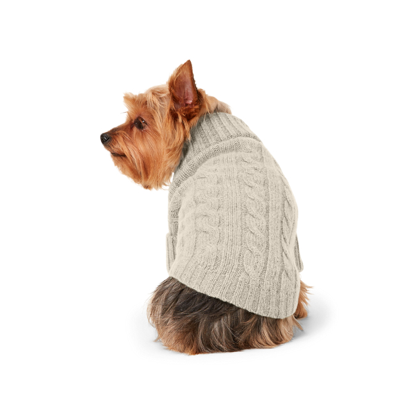 Light Grey Heather Cable Cashmere Dog Jumper Ralph Lauren Pet 2