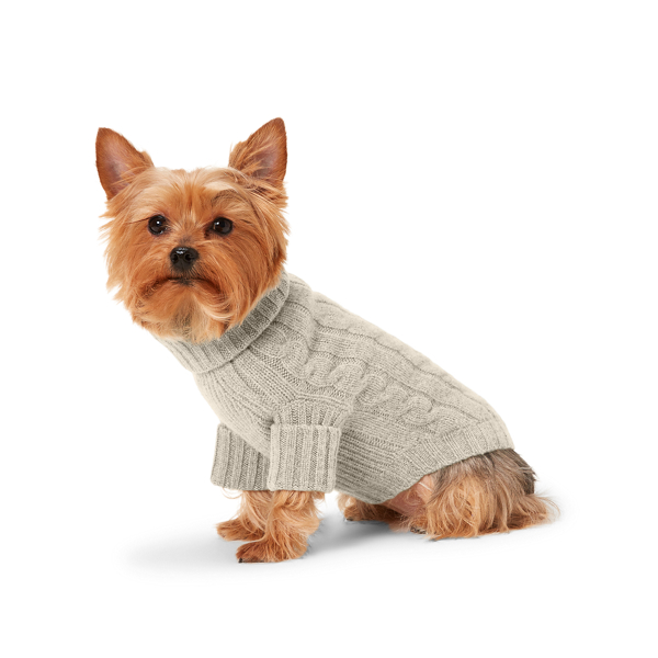 Light Grey Heather Cable Cashmere Dog Jumper Ralph Lauren Pet 3