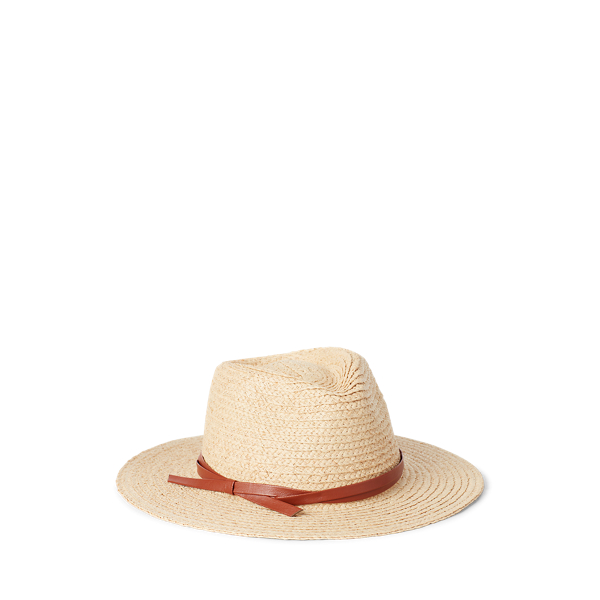 Lauren Ralph Lauren Raffia deals Pinstripe Fedora Hat Color: Natural/Indigo