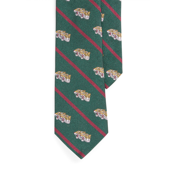 Tiger-Head Silk Narrow Tie