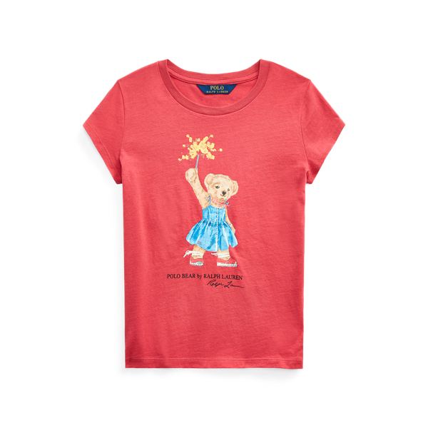 Nantucket Red Sparkler Bear Cotton Tee Girls 7-16 1