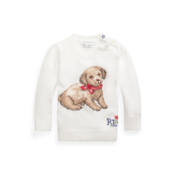Puppy Dog Cotton Sweater Baby Girl em 1