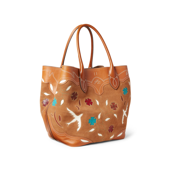 Honey Multi Bellport Leather Large Tote Polo Ralph Lauren 2