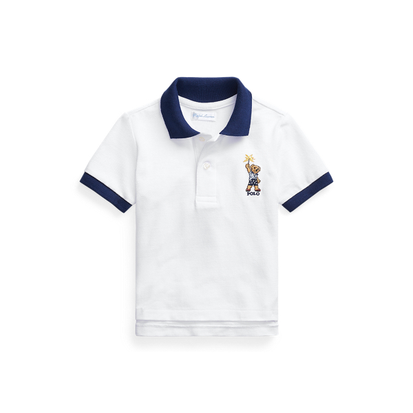 Katoenen mesh Polo met Sparkler Bear Baby Boy in 1