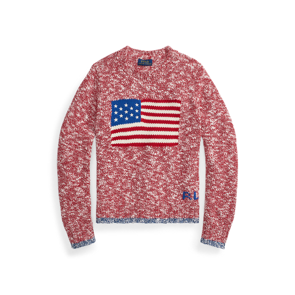 Intarsia-Flag Cotton Sweater Girls 7-14 Years in 1