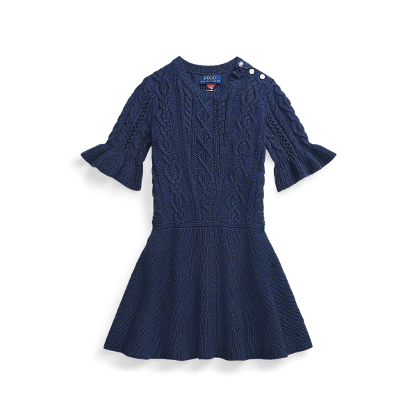 Aran-Knit Cotton Jumper Dress Girls 1.5-6.5 Years 1
