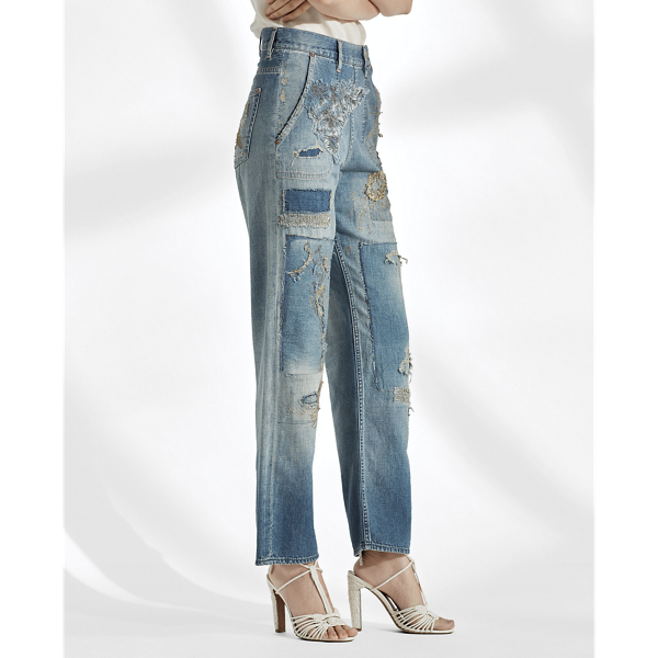 Indigo Rosie Embellished Cropped Jean Ralph Lauren Collection 4