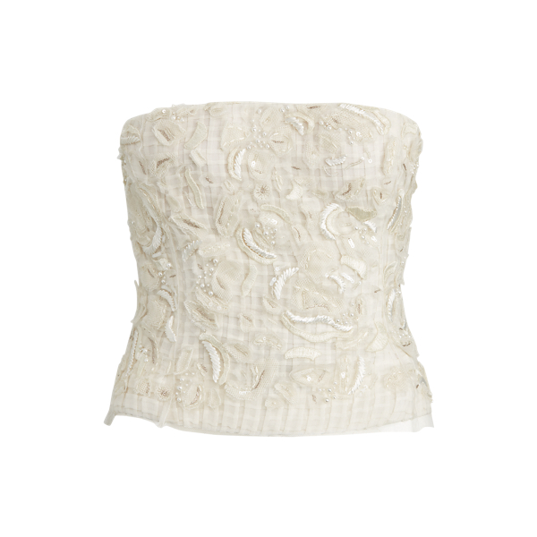 White Cary Embellished Tulle Bustier Ralph Lauren Collection 2