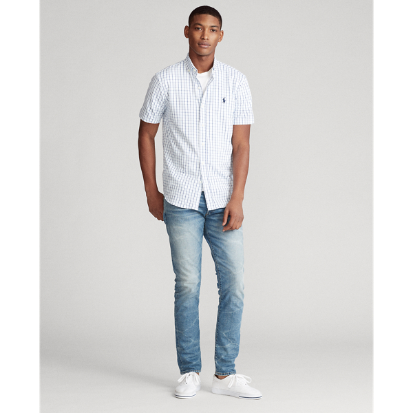 Tattersall Knit Oxford Shirt Polo Ralph Lauren em White Multi 3
