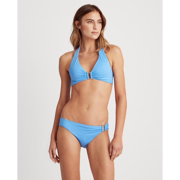 Sky Blue Ring-Front Halter Bikini Top Lauren 3