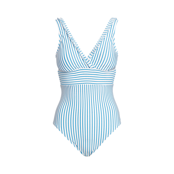 Ruffle-Trim Striped One-Piece Lauren 1