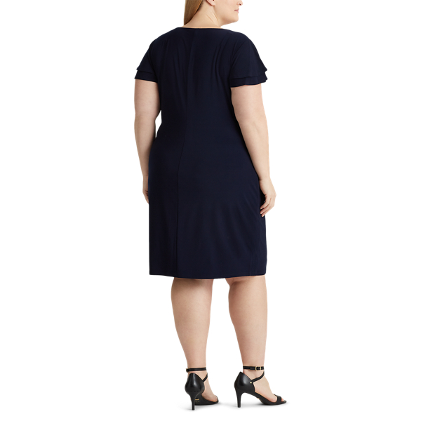 Lighthouse Navy Flutter-Sleeve Surplice Dress Lauren Woman 5