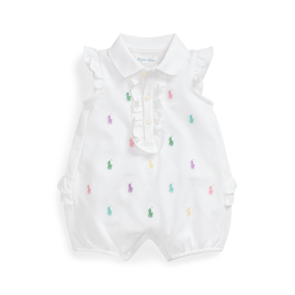 Ruffle-Trim Bubble Shortall