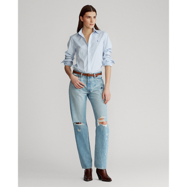 Gestreiftes Baumwollhemd Polo Ralph Lauren in Hemdblau/Wei&szlig; 3