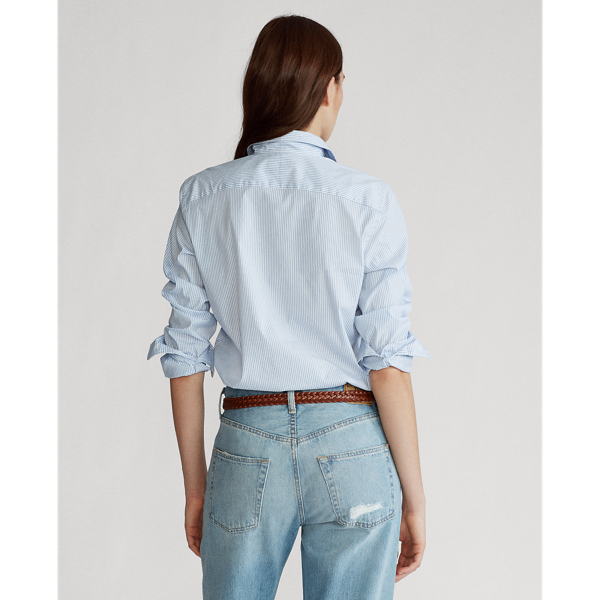 Gestreiftes Baumwollhemd Polo Ralph Lauren in Hemdblau/Wei&szlig; 4