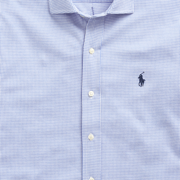 Fresco Blue/White Slim Fit Knit Dress Shirt Polo Ralph Lauren 6