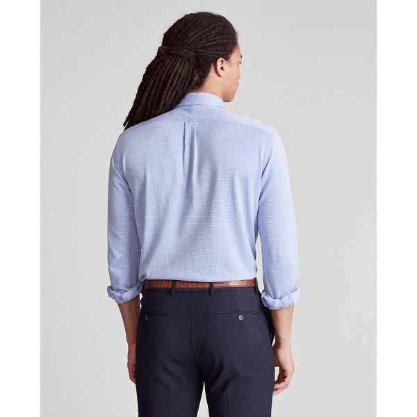 Fresco Blue/White Slim Fit Knit Dress Shirt Polo Ralph Lauren 4