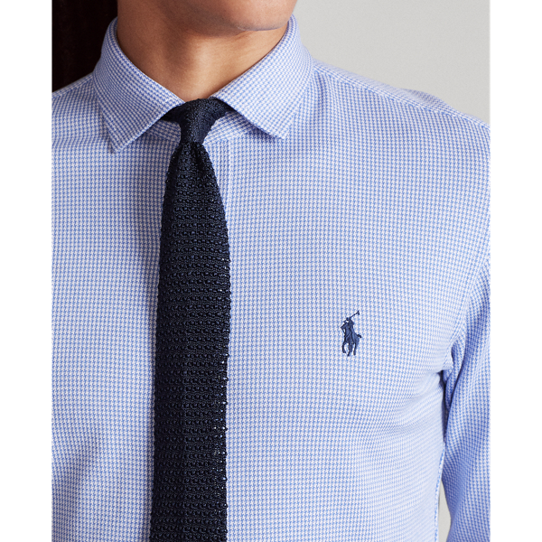 Fresco Blue/White Slim Fit Knit Dress Shirt Polo Ralph Lauren 5