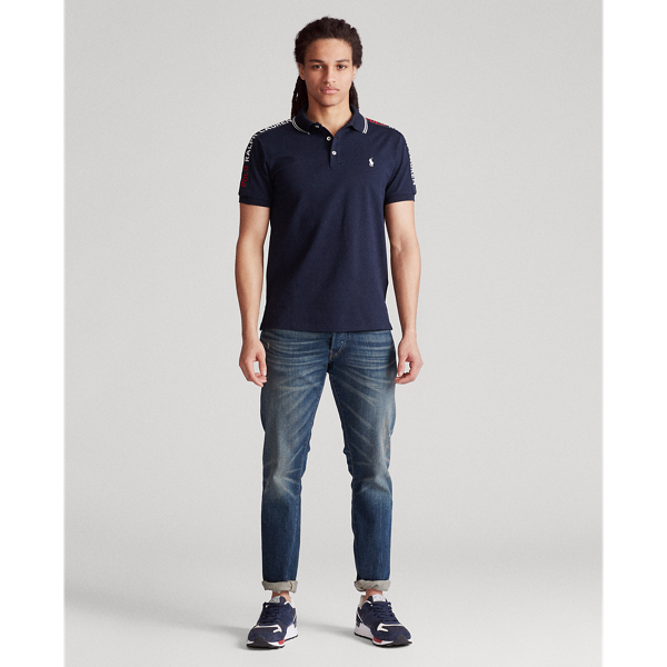 Aviator Navy Custom Slim Stretch Mesh Polo Polo Ralph Lauren 3