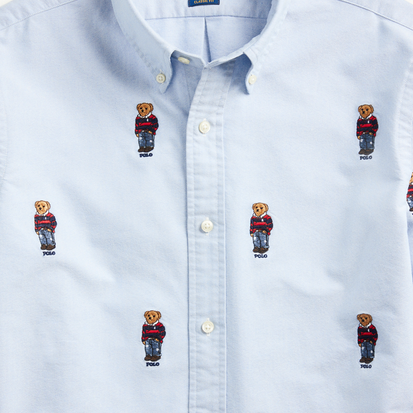 Blue Classic Fit Bear Oxford Shirt Polo Ralph Lauren 6