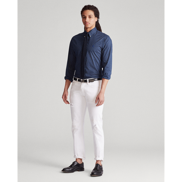 Navy Peacock Ditsy Slim Fit Print Shirt Polo Ralph Lauren 3