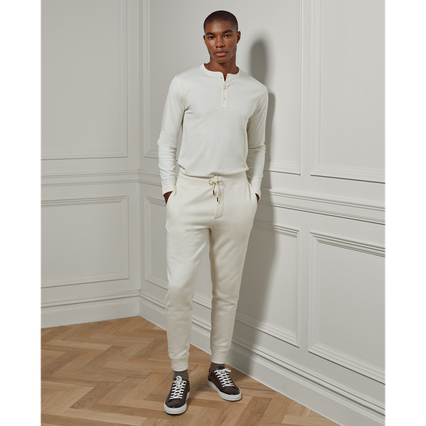 Classic Cream Interlock Henley Shirt Purple Label 4
