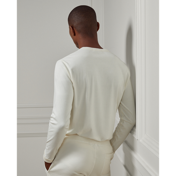 Classic Cream Interlock Henley Shirt Purple Label 5