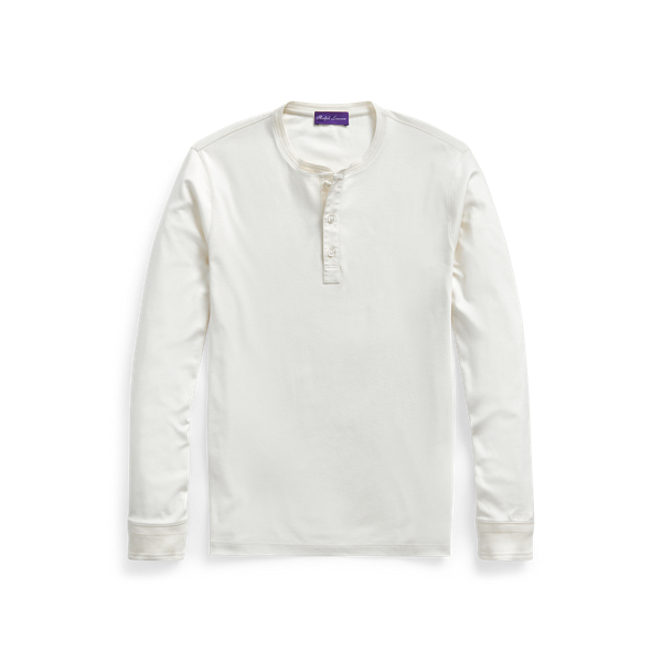 Classic Cream Interlock Henley Shirt Purple Label 2