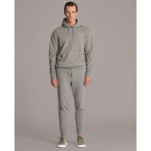 Classic Light Grey Embroidered Fleece Hoodie Purple Label 3