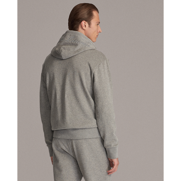 Classic Light Grey Embroidered Fleece Hoodie Purple Label 5