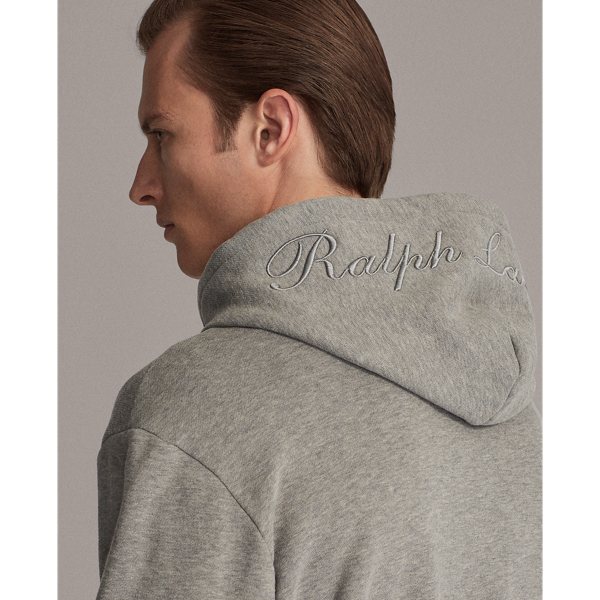 Classic Light Grey Embroidered Fleece Hoodie Purple Label 6