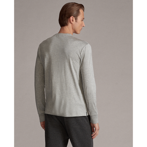 Light Grey Heather Silk-Blend Long-Sleeve T-Shirt Purple Label 5