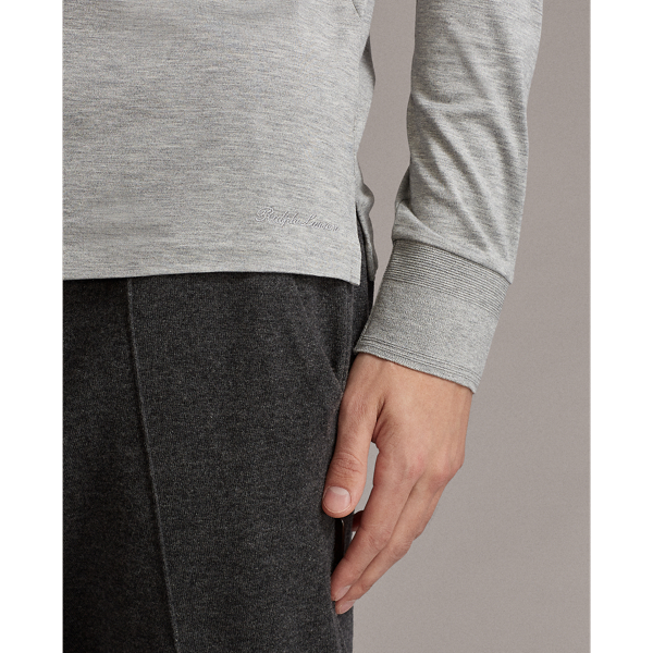 Light Grey Heather Silk-Blend Long-Sleeve T-Shirt Purple Label 6