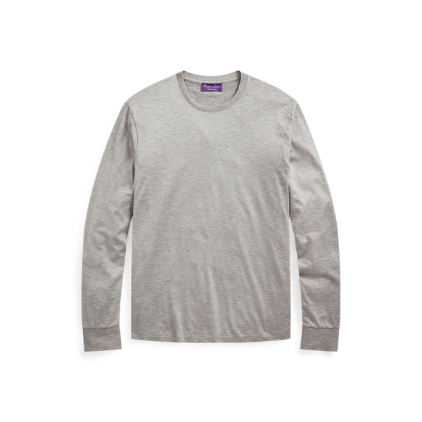 Light Grey Heather Silk-Blend Long-Sleeve T-Shirt Purple Label 2