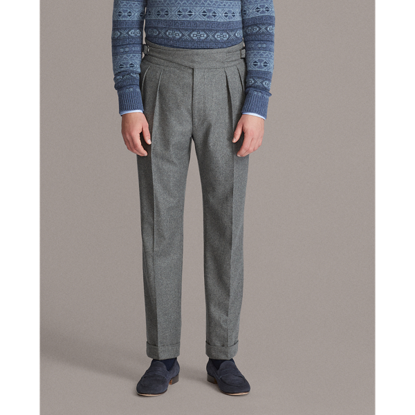 Medium Grey Buckled Wool Flannel Trouser Purple Label 3
