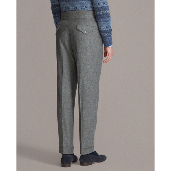 Medium Grey Buckled Wool Flannel Trouser Purple Label 5
