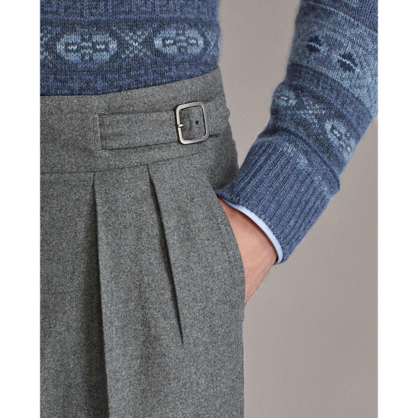 Medium Grey Buckled Wool Flannel Trouser Purple Label 6