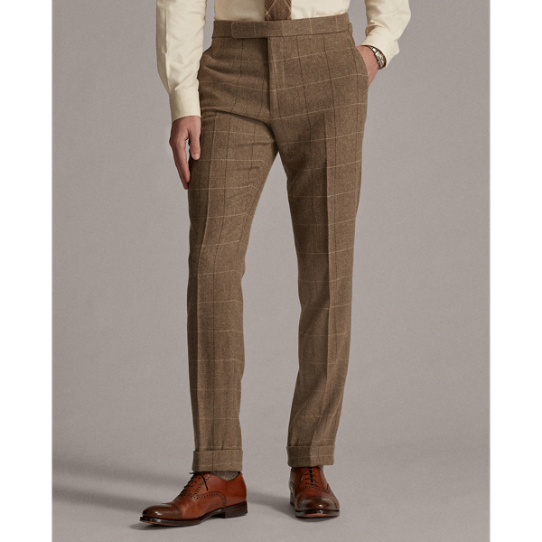 Taupe Gregory Plaid Cashmere Suit Trouser Purple Label 3